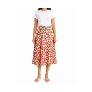 Anthropologies Conversations Skirt Size 0 Watermelon Print Midi Skirt Cotton 25W